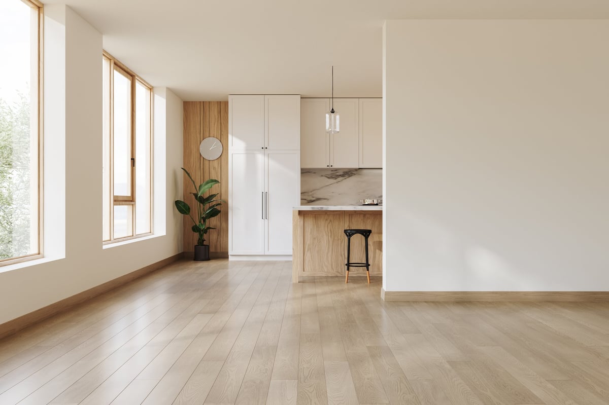 Empty, light-filled modern living space ready for move-in cleaning